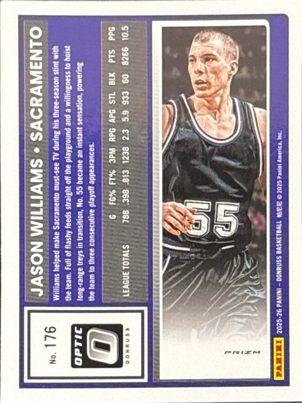 Panini Donruss Optic Purple Refractor Jason Williams Basketball Trading Card